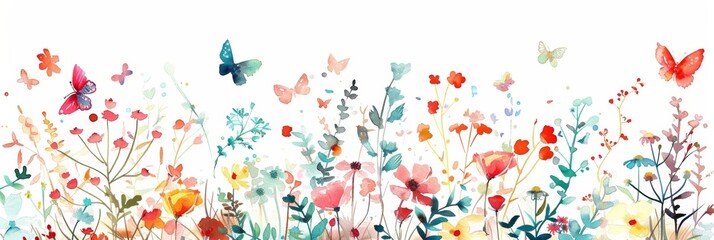 Whimsical Floral Illustration for Spring Decor Generative AI