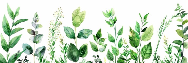 Watercolor Botanical Background for Herbal Designs Generative AI