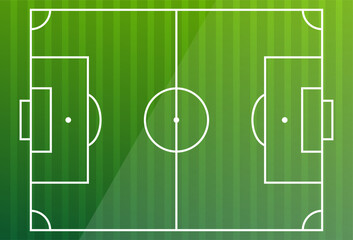 Football field. Green field and white markings. Vector illustration.