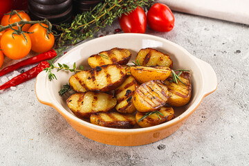 Grilled young small baby potato
