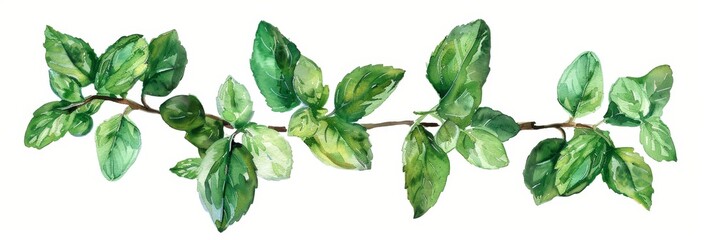 Watercolor Herb Illustration for Greeting Cards and Wedding Designs Generative AI