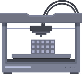 Modern flat design illustration of a 3d printer icon isolated on white background with additive manufacturing technology and electronic device concept in vector graphic