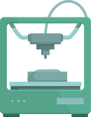 Detailed 3d printer icon vector illustration in flat design style with green technology for additive manufacturing and modern equipment, perfect for digital fabrication and prototyping graphic