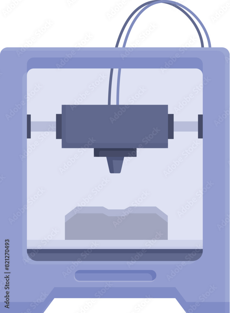Poster modern 3d printer vector illustration in flat design for additive manufacturing technology with prec