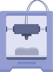 Modern 3d printer vector illustration in flat design for additive manufacturing technology with precision engineering and automated production process in a futuristic and innovative industrial setting