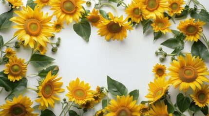 Group of Sunflowers Arranged in Heart Shape