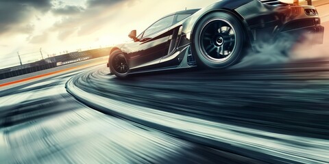 Sport Car on race track, Car wheel drifting, Gaming 