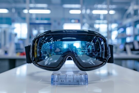 Advanced Basketball Goggles for Enhanced Visual Focus Displayed in High Tech Laboratory