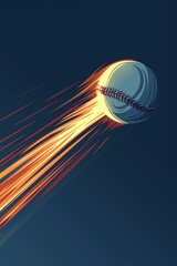 Flaming Baseball Icon on Deep Blue Background for Phone Wallpaper