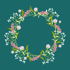 Cute round wreath of small flowers