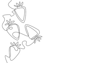 Strawberries isolated on white background. Continuous line drawing art. Vector graphic element for products that include strawberry as yogurt, smoothie, jam.