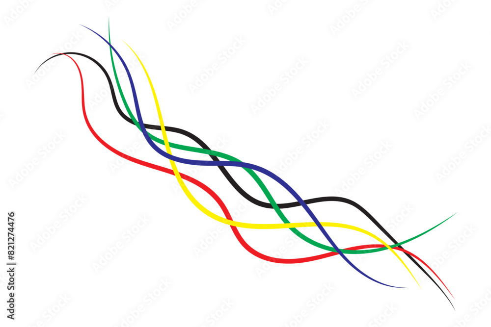Poster abstract multicolored lines background. abstract colorful wave background with olympics ring colors.
