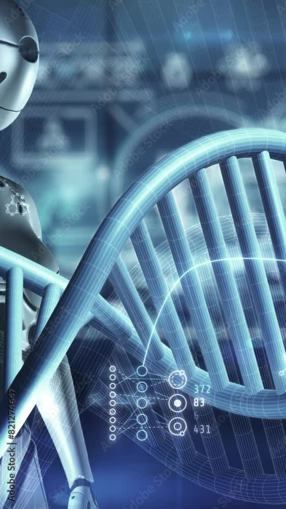 Poster the work of artificial intelligence with dna. 3d render