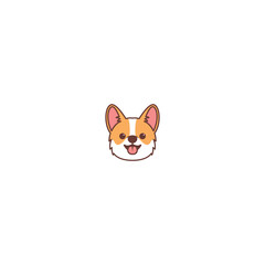 Cute corgi dog tongue sticking out cartoon, vector illustration