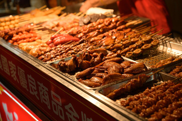 Roadside Chinese food, Dumpling Restaurant in the Ladies Market Area, Tung Choi Street, Mong Kok,...