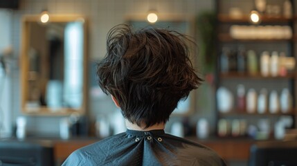 Fototapeta premium Woman Getting Hair Styled at Salon