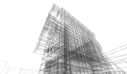 Modern architecture building 3d illustration