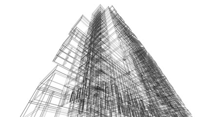 Modern architecture building 3d illustration