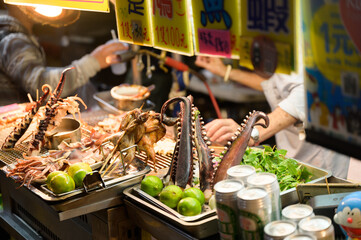 Roadside Chinese food, Dumpling Restaurant in the Ladies Market Area, Tung Choi Street, Mong Kok,...
