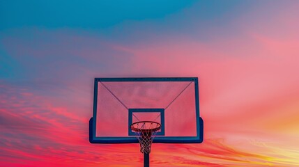 Basketball Hoop Against Sunset