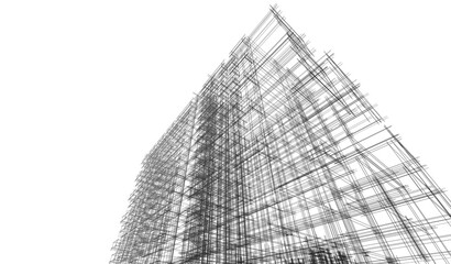 Modern architecture building 3d illustration