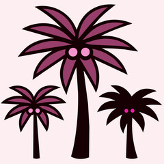 Set of Palm tree vector silhouette 