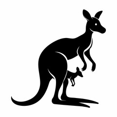 The silhouette of a Kangaroo and baby Kangaroo