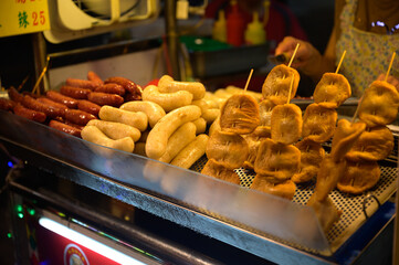 Roadside Chinese food, Dumpling Restaurant in the Ladies Market Area, Tung Choi Street, Mong Kok,...