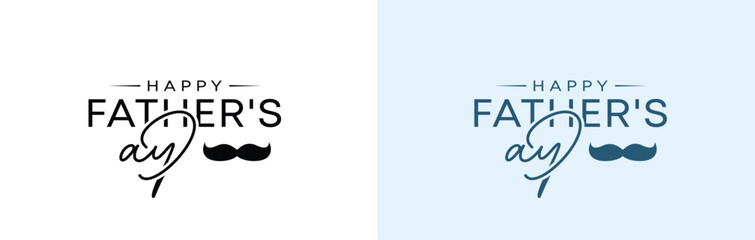 Modern Happy Father's Day logo design, Father's Day with love vector logo, love for father with mustache.