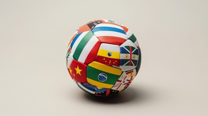 Obraz premium International Soccer Ball with National Flags Design on White Background | Symbolizing Unity and Global Sportsmanship