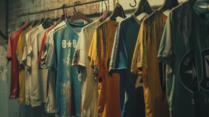 Faded Soccer Jerseys in Locker Room Montage - Story of Pride and Journey Behind Each Team Uniform