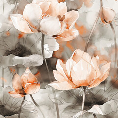 abstract floral watercolor background in blush and grey