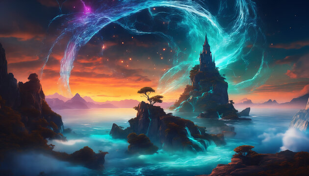 Mystical Castle in a Fantasy Landscape
