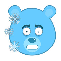 vector illustration face brown grizzly bear cartoon frozen with frost crystals