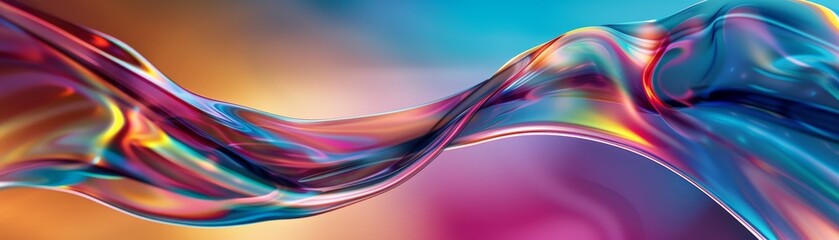 Obraz premium Vibrant abstract background with smooth, colorful wave-like patterns, blending warm and cool tones for a dynamic visual effect.