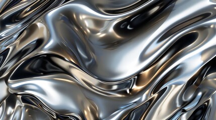 Abstract background with liquid metal texture. Contemporary metallic silver dynamic backdrop
