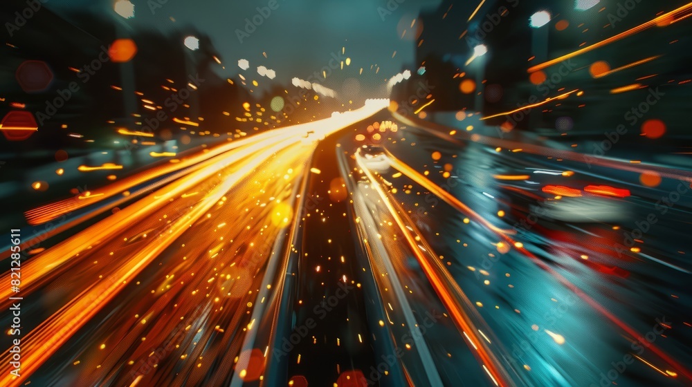 Poster bits of information data traveling in high speed
