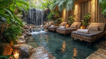 Spa With Central Waterfall
