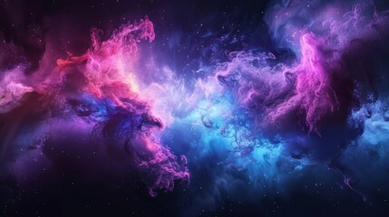 Fototapeta premium Vibrant, colorful space nebula with pink and blue swirls creating a mesmerizing cosmic scene. Perfect for backgrounds and wallpapers.