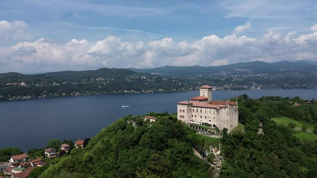 Aerial view of the Rocca the Angera fortress