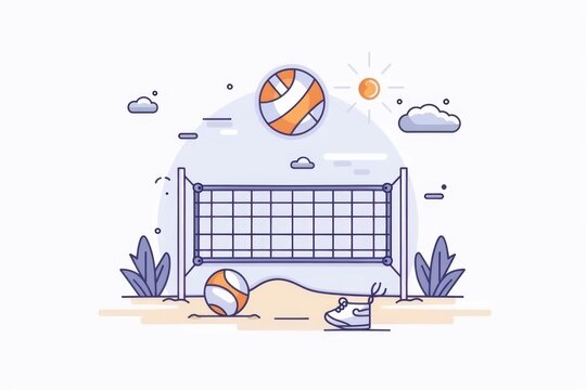 volleyball net, ball, shoe, beach scene clip art preview