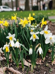 Obraz premium A golden gradient cat in the flowers, spring, romantic atmosphere, photography, real, 4k, generated with ai