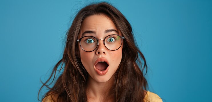 Woman With Glasses Making a Surprised Face