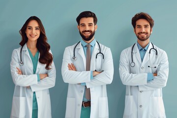 A team of professional doctors standing in the hospital