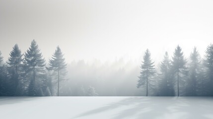 Fototapeta premium White winter landscape with snow-covered trees in background foreground