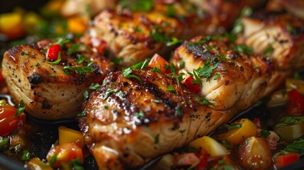 Fried grouper fillet with vegetables traditional aruban dish