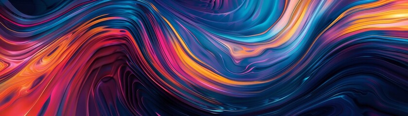 Obraz premium Vivid abstract fluid art with dynamic colorful swirling patterns in blue, pink, and orange tones, perfect for modern and creative backgrounds.