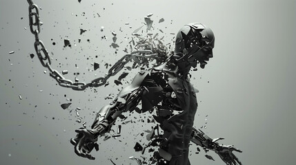 Fototapeta premium Floating Robot in the Air