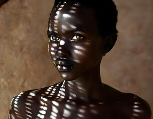 Light and Shadow: A Stunning African Woman in Africa