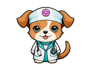 Fototapeta premium png stickers no background cute kawaii dog doctor